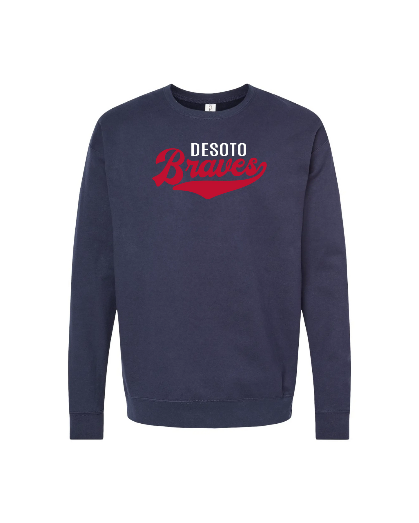 Desoto Braves Script Unisex Fleece Cotton Crewneck Sweatshirt