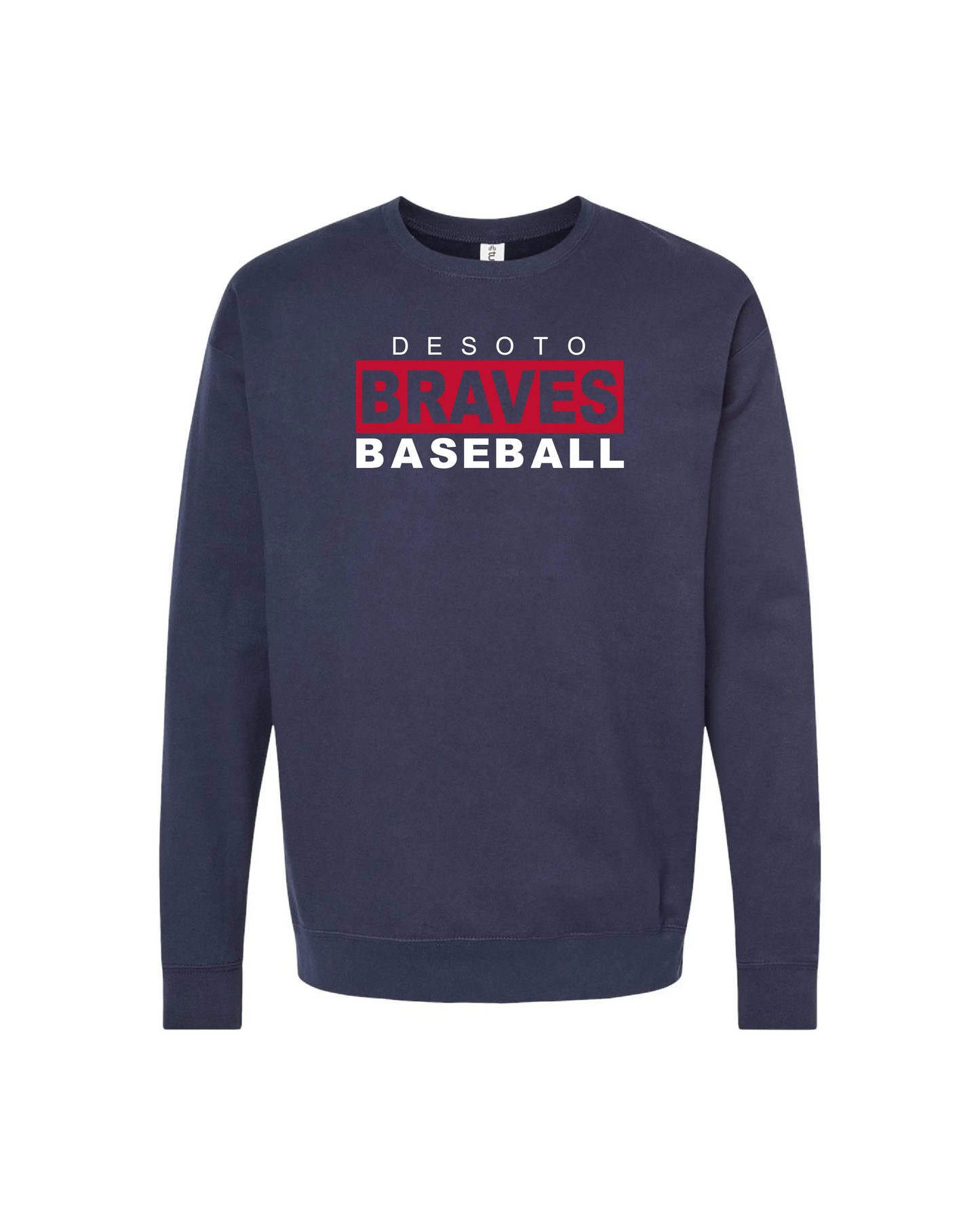 Desoto Braves Baseball Unisex Fleece Cotton Crewneck Sweatshirt