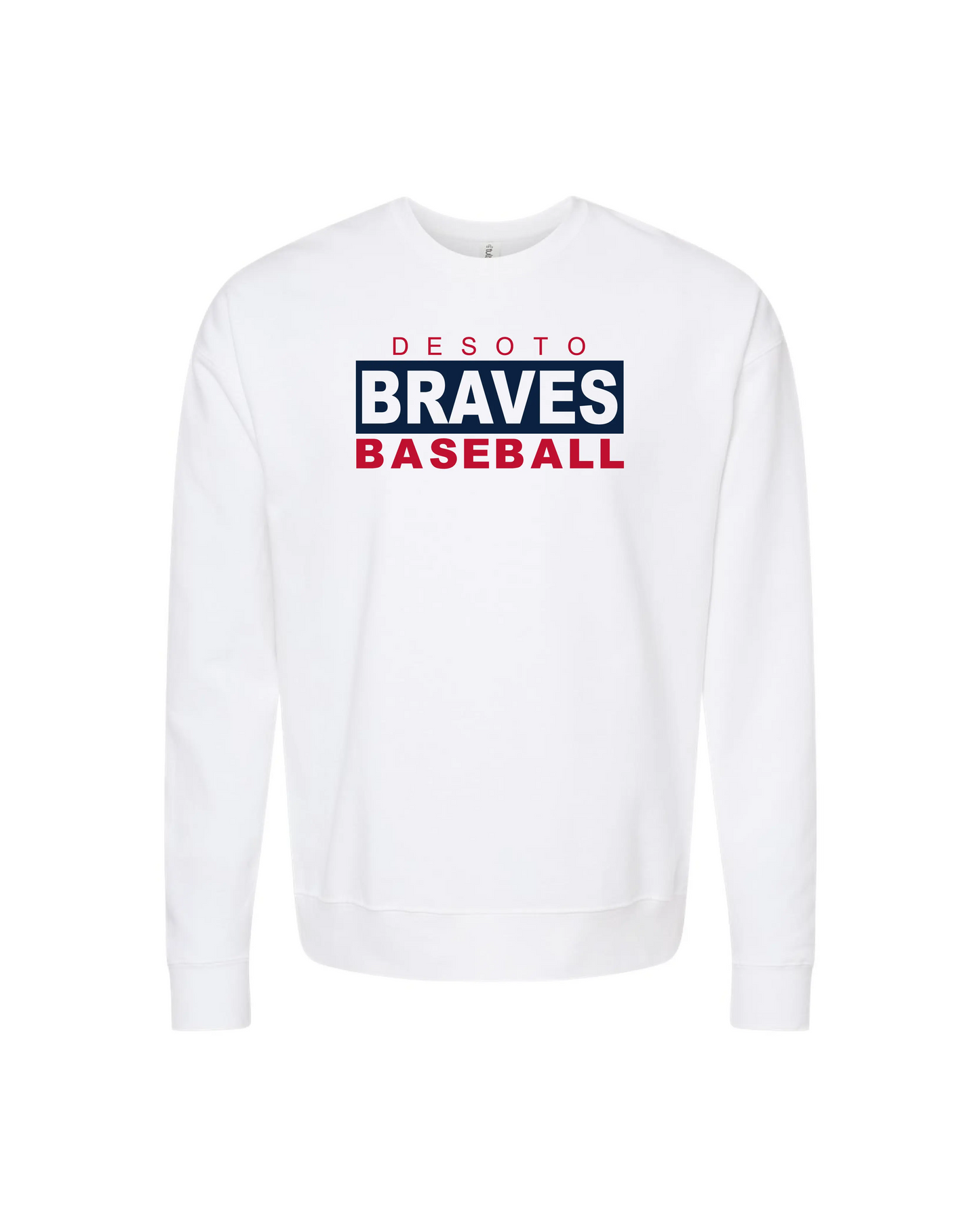 Desoto Braves Baseball Unisex Fleece Cotton Crewneck Sweatshirt