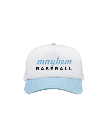 Mayhem Foam Front Trucker - White & Columbia Blue