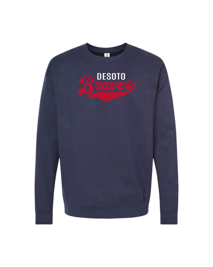 Desoto Braves Script Unisex Fleece Cotton Crewneck Sweatshirt