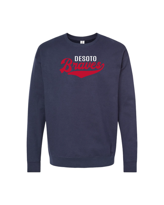 Desoto Braves Script Unisex Fleece Cotton Crewneck Sweatshirt