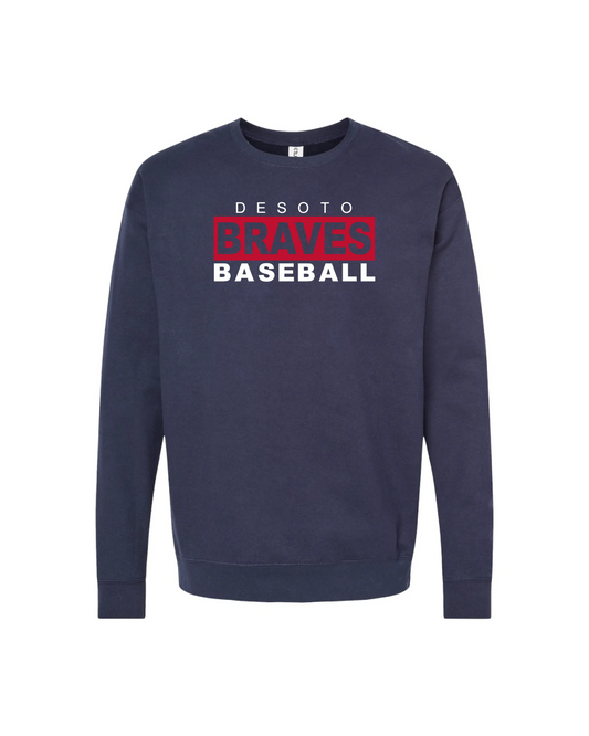 Desoto Braves Baseball Unisex Fleece Cotton Crewneck Sweatshirt