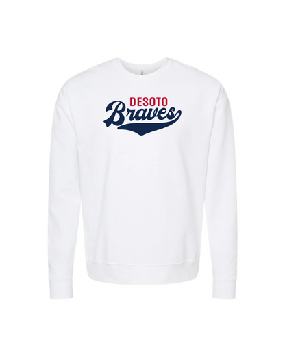 Desoto Braves Script Unisex Fleece Cotton Crewneck Sweatshirt